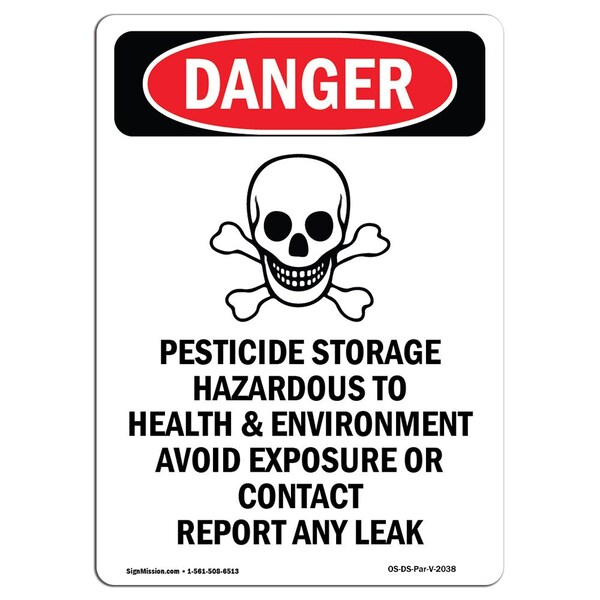 Safety Sign, OSHA Danger, 5" Height, Portrait, D-35-V-2038-10PK